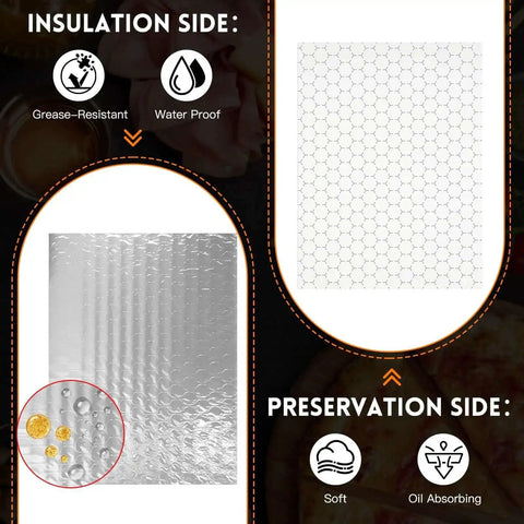 Pre Cut Insulated Foil Sandwich Wrap Sheets Grease Resistant For Hot Food 10.5 By 14 Inches 100 Pack Quick Use Insulation Features