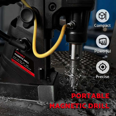 Magnetic Drill Press Kit 1100W Portable, 700 RPM No Load, 2 Inch Depth of Cut, 1-9/16 Inch Max Bore, Carrying Case, metal drilling