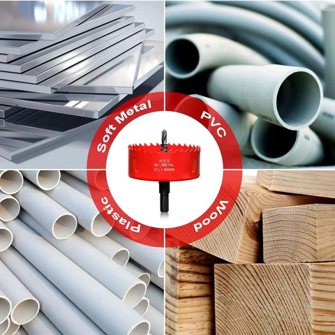 3 3/8 Inch Hole Saw For Wood And Plastic Bi Metal HSS Core Drill Bit Cutter 86mm Fits Drywall PVC Boards Fiberglass