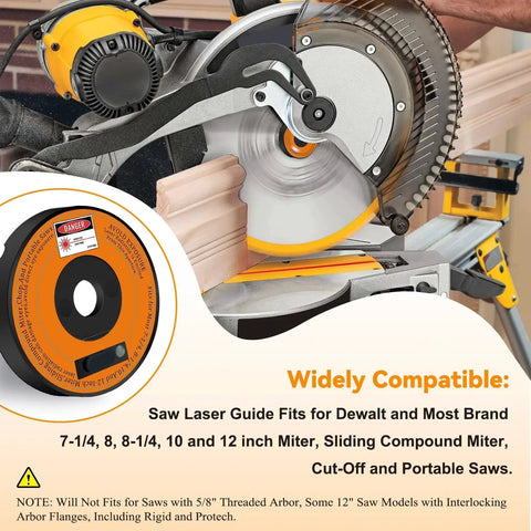 Rechargeable Miter Saw Laser Guide With Type C 15 Minute Fast Charge Portable Miter And Portable Saw Alignment Tool Black Finish Clear Precise Laser Lines For Easy Setup And Accurate Cuts shown on miter saw.