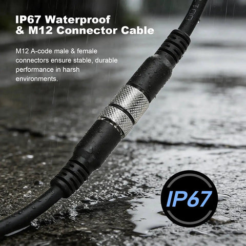 M12 8 Pin Waterproof Actuator Cable With Straight Male To Female Connector Shielded Aviation Sensor Cable IP67