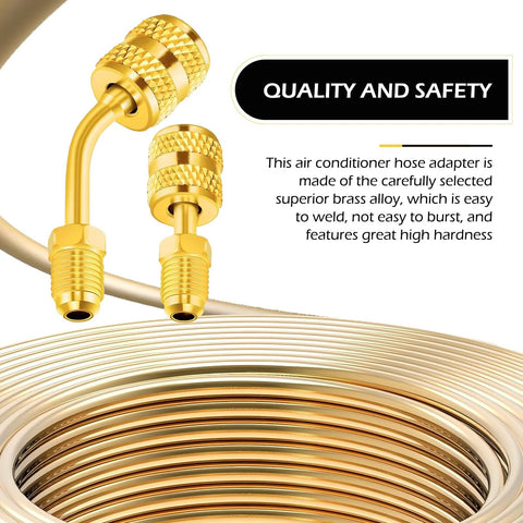 Zikefest R410A mini split brass flare adapters, 5/16 in F to 1/4 in M, 2 straight + 2 angled