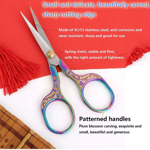 Two Pack Small Embroidery Scissors 5 Inch Craft Snips For Needlework And Sewing, 3CR13 Stainless Steel Blades With Colorful Zinc Alloy Handles