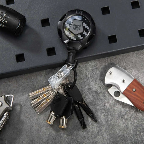 Upgraded Heavy Duty Retractable Keychain With Belt Clip And 31.5 Inch Stainless Steel Cord 10 Oz Retraction, keys attached
