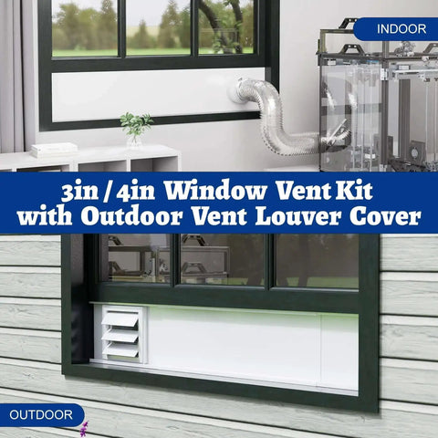 Window Vent Kit With Louvered Cover For 3 Inch And 4 Inch Vent Hose Fits Dryers Laser Engravers And 3D Printer Enclosures