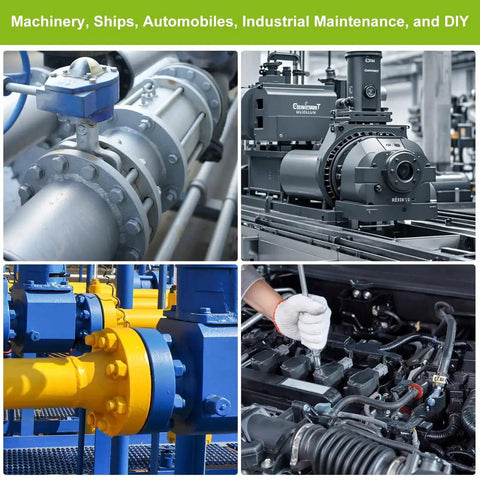 Industrial machinery and automobile engines in use, context for 975-Piece Premium Grade 8.8 Fastener Kit Yellow Zinc Plated M4 M5 M6 M8 Bolts And Nuts 12-30mm Durable Corrosion Resistant For DIY Home Auto Machinery Repairs