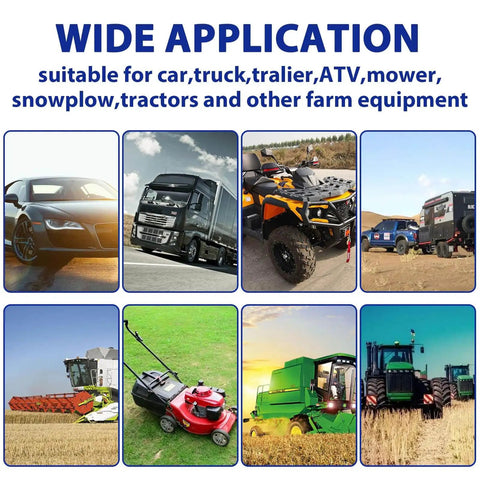 Image showing cars, trucks, ATVs, mowers, and farm equipment illustrating application of 420 Piece Heavy Duty Pin Kit.