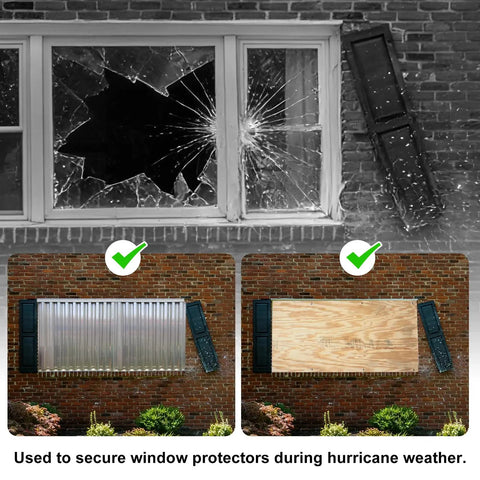 Storm Ready Hurricane Anchor Kit For Window Panels And Shutters, 25 Piece 1/4-20 By 2-1/4 Inch Heavy Duty Hardware Set in use.