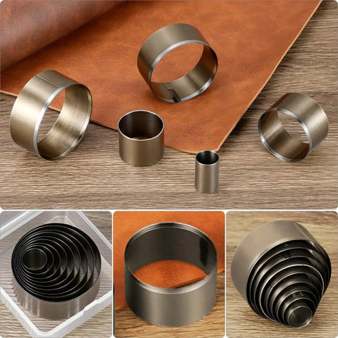 9 Piece Leather Circle Cutter Set 15 To 55 mm Pro Grade Hollow Hole Punch Kit with smooth clean cuts on leather and fabric