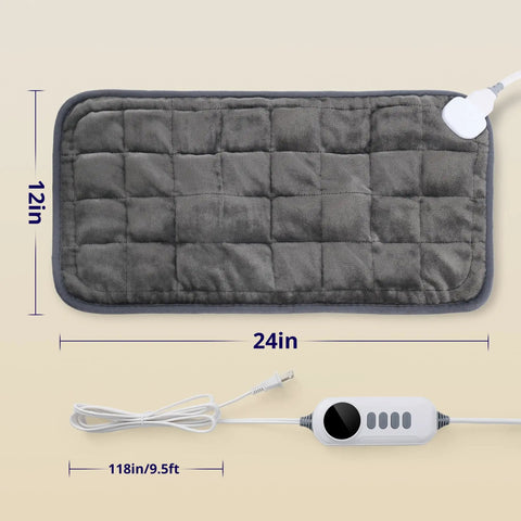 Weighted Heating Pad With Vibrating Massage For Back And Shoulder Pain Relief, Real Heat Therapy With 4 Massage Modes And 6 Heat Settings, 12 By 24 Inch, Black