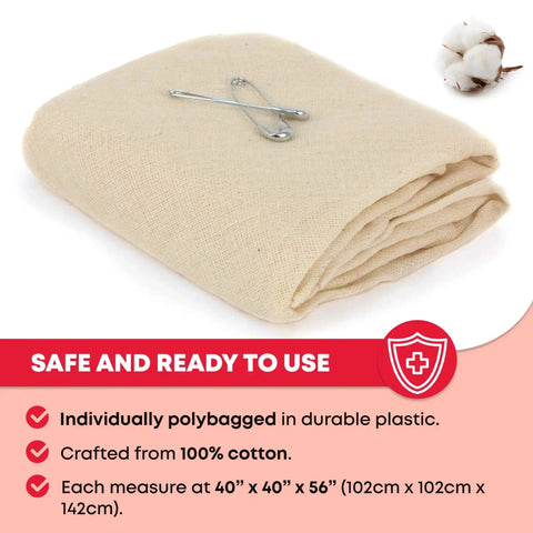Home First Aid Triangle Bandage Set 40 By 40 By 56 Inches, 100 Percent Cotton, with Two Safety Pins, Ideal for Emergency Readiness
