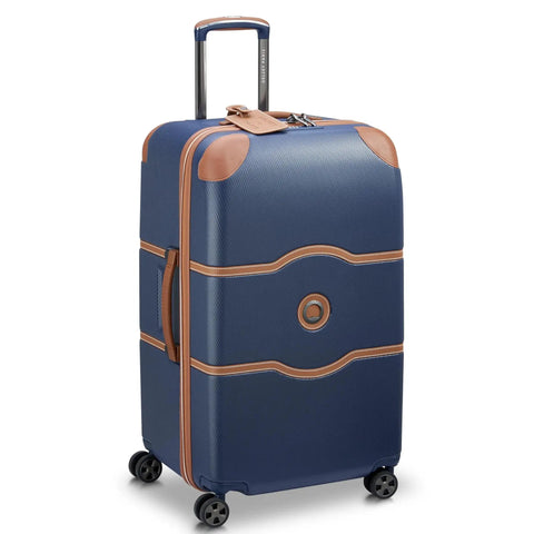 Chatelet Air 2.0 Hardside Luggage Trunk With Spinner Wheels Navy Blue 26 Inch Durable Polycarbonate Shell Featuring Basketweave Textured Build