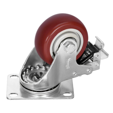 3 Inch Heavy Duty Casters Load 1500 Lbs Lockable Bearing Caster Wheels With Brakes Swivel 360 Degree Turn