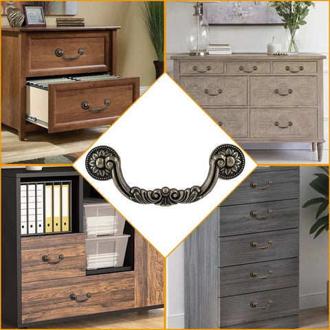 4 Pack Antique Bail Drop Drawer Pulls 158mm Overall Length With 128mm Hole Center Spacing Vintage Bronze Dresser Handles for Cabinets