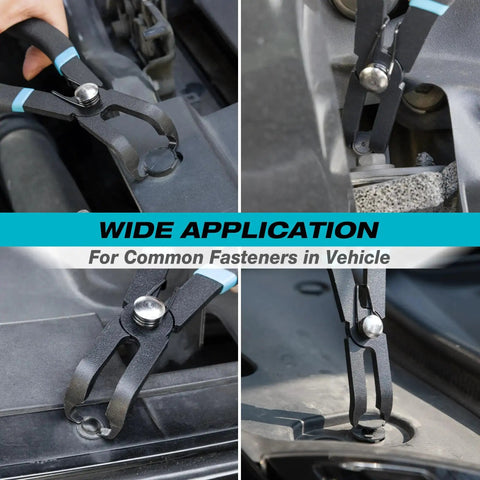 2 Piece Push Pin Pliers Set With Spring Loaded Jaws And 30 Degree And 80 Degree Offset Angles removing car fasteners