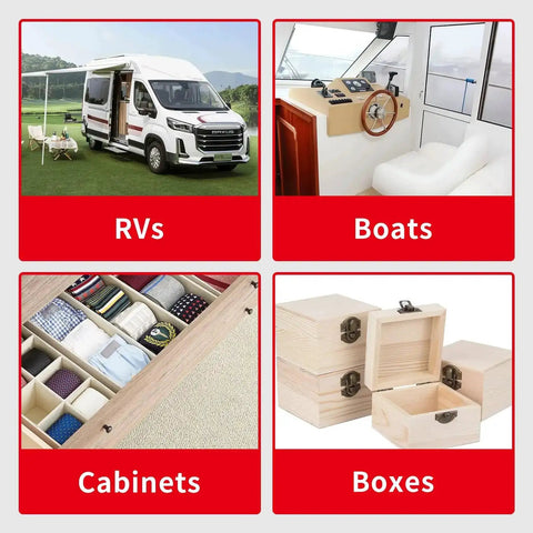 Applications of Heavy Duty Compression Latch 35mm Flush Mount for RVs, Boats, Cabinets, and Boxes