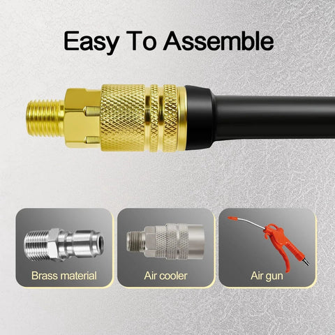 Two Pack One Quarter Inch NPT M Style Brass Air Coupler Quick Connect Fittings High Flow Brass Couplers For Air Compressors
