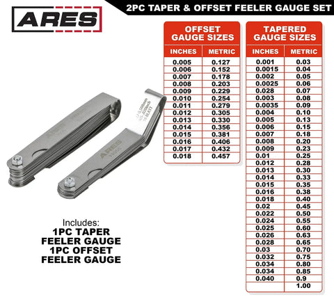 Two Piece Tapered And Offset Feeler Gauge Set With 32 Dual Marked SAE And Metric Blades And 16 Offset Dual Marked Blades