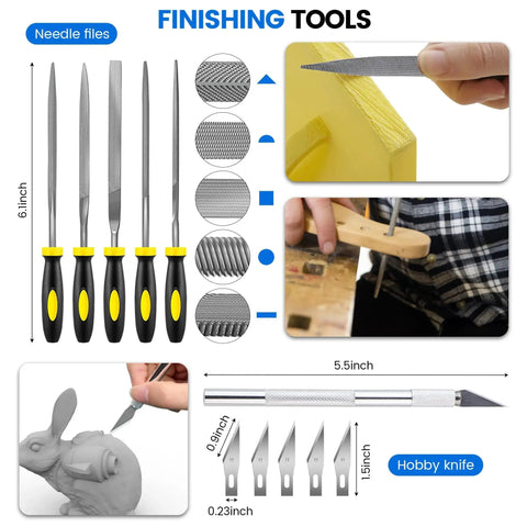 Ultimate 45 Pcs 3D Printer Tool Kit with needle files and hobby knife for cleaning, finishing, and maintenance