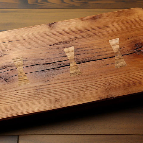Wood board with inlay using All In One 7 By 7 Inch Router Templates Set With Ten In One Bowtie Inlay And Butterfly Templates For Woodworking