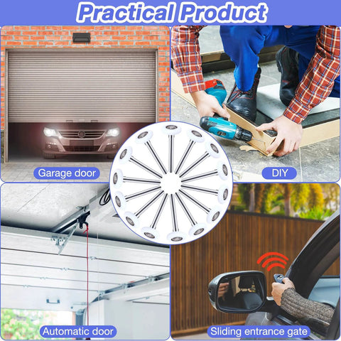 24 Pack White Nylon Garage Door Rollers For 2 Inch Track Replacement Quiet High Load 6200ZZ shown in various garage door settings