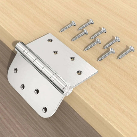 Three Pack 4 Inch Stainless Steel Door Hinges With Ball Bearings Heavy Duty Removable Pin Square Rounded Five Eighths Radius Corner