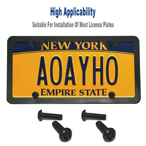 Anti Theft Black License Plate Screws Set For Cars Locking Bolts shown with New York plate mounting