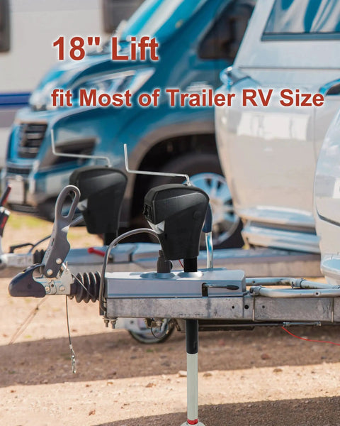 Electric Trailer Tongue Jack 3500Lbs A Frame Lift 18 Inch 12V DC Heavy Duty installed on A-frame trailer