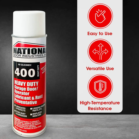 Heavy Duty Garage Door Lubricant Spray With Rust Preventative And Long Lasting Hinge And Track Protection Plus A 3 Way Nozzle