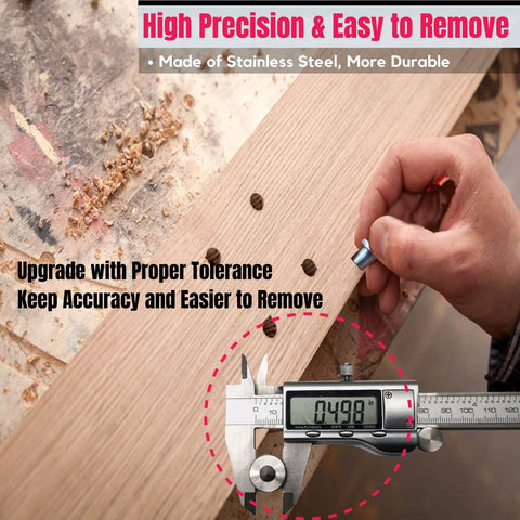 Using Stainless Steel Dowel Pin Centers Drilling Hole Tool Set For Woodworking, 20 Pc Centering Pins With Sharp Point on wood