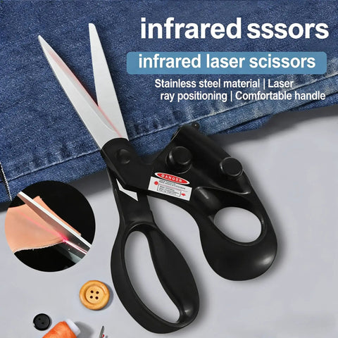 Laser Guided Scissors For Fabric Cutting And Sewing With Precision Laser Line, Quilting And Crafting, Upgraded Ergonomic Handle For Straight Cuts.