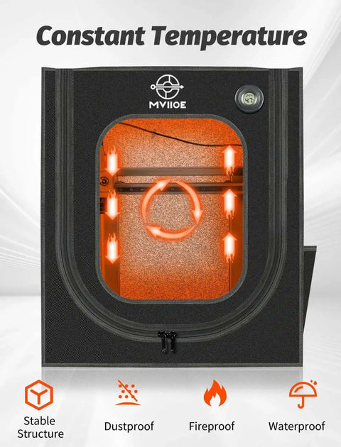 Front view of Tough As Nails 3D Printer Enclosure With LED Light For A1 And A1 Mini Fireproof Waterproof Dustproof Tent.