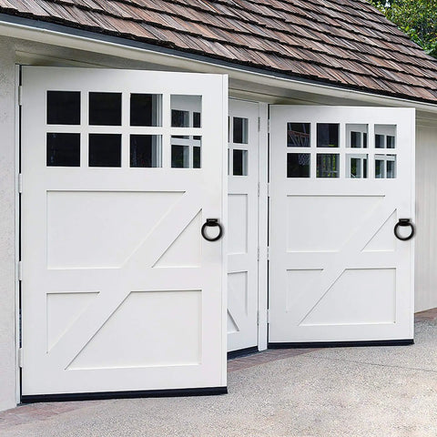 Installed Matte Black Ring Garage Door Pull 3.9 Inch Metal Sliding Barn Door Handle Knob for farmhouse doors