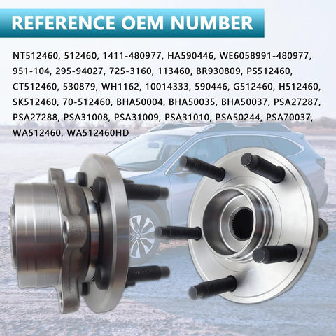 512460 Front and Rear Wheel Hub Bearing Assembly Without ABS for 2011 to 2019 Ford Explorer and 2013 to 2019 Ford Police SUV