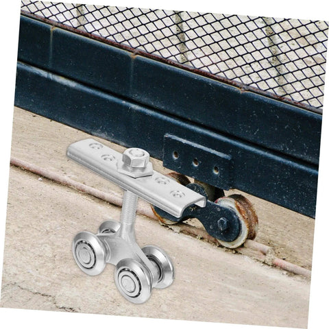 Heavy Duty Sliding Door Track Roller Wheel For Wardrobes And Closets, installed on industrial steel track for smooth operation