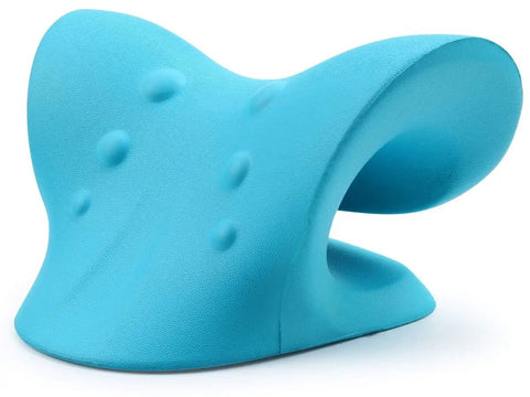 Neck And Shoulder Relaxer Cervical Traction Device For TMJ Pain Relief And Cervical Spine Alignment, ergonomic blue foam pillow