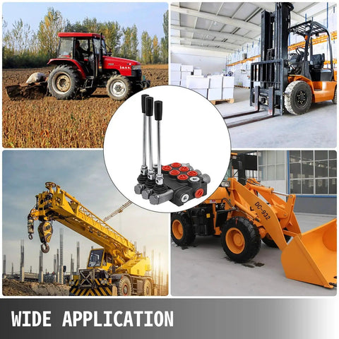Three Spool Hydraulic Control Valve 11 GPM Double Acting Directional Valve For Tractors And Loaders With Cast Iron Body