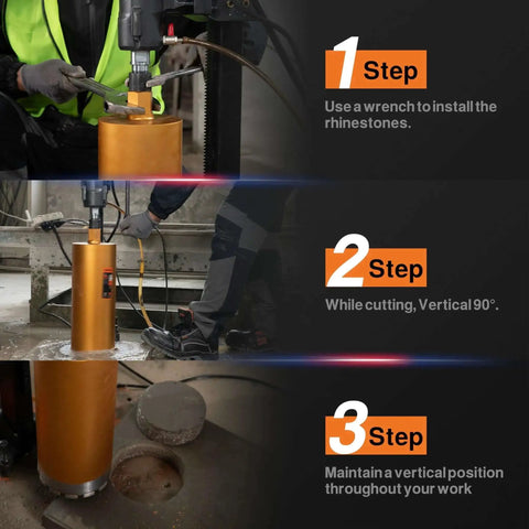 Heavy Duty Wet Core Drill Bit For Concrete And Masonry, Five And A Half Inch Diameter, Sixteen Inch Drilling Depth, in use
