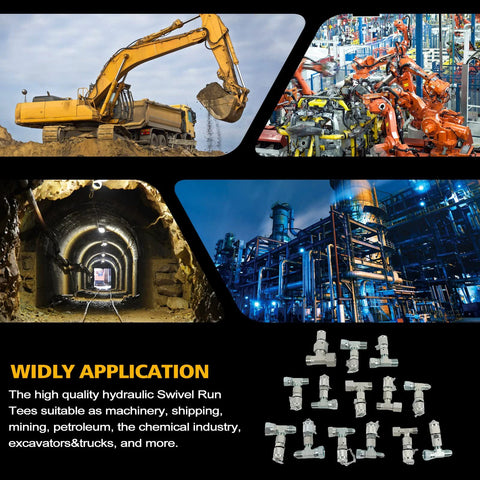 SINOCMP 14Pcs Tee Fittings hydraulic test connectors; metal fittings for construction machinery and excavators