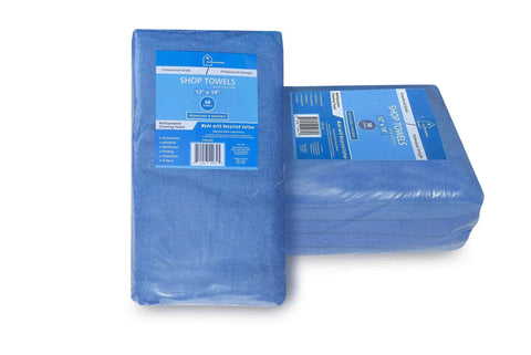 Blue 12x14 Inch Shop Towels Pack Of 50 Plus 5 Bonus Reusable Cleaning Rags For Garage Auto Painting Kitchen Bar