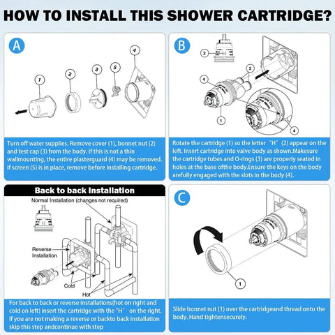 Installation instructions for RP46074 Shower Valve Cartridge Replacement Kit For Delta 13/14 Series Single Handle Faucets