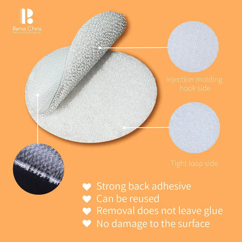 Close-up of Hook And Loop Dots Set 500 Pairs 0.59 Inch Nylon Self Adhesive showing hook and loop sides.