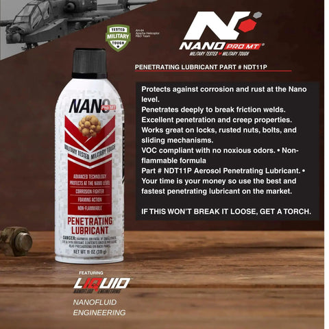 Fast Acting Penetrating Oil Spray 11 Oz For Rusted Bolts Nuts And Threads - Military Grade Lubricant With Nano Diamond Technology
