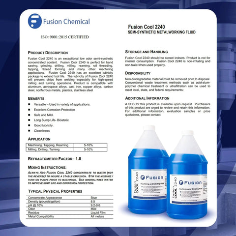 Metal Cutting Oil For Machine Shops That Delivers Smooth Cuts And Long Sump Life Fusion Cool 2240 Semisynthetic 1 Gallon bottles