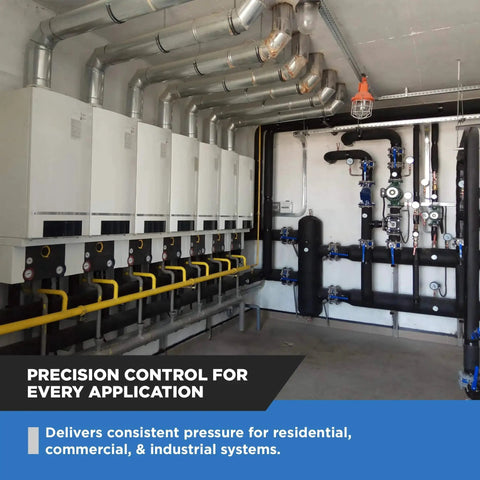 Industrial gas system showcasing Workhorse Three Quarters Inch NPT Natural Gas Regulator NMT NGR02 75 in use for pressure control.