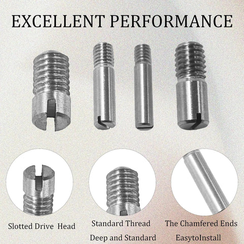 12 Pcs M3 X 6mm Slotted Cylindrical Pin 304 Stainless Steel External Thread Dowel Pin For DIY Furniture, Cabinets And Mechanical Projects Precision Locating Pin Rust Resistant, showing multiple views and features including standard thread, slotted head, and chamfered ends.