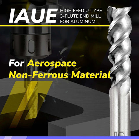 Beefed Up Aluminum Milling End Mill With U Type High Feed Design 3 Flute Carbide Square End Mill IAUE3/8 3 3/8 Inch