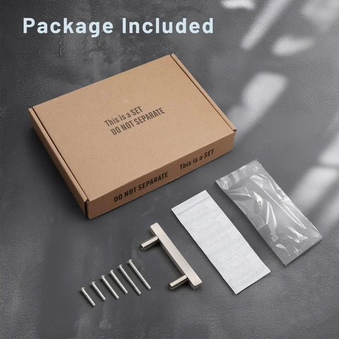 Package of 10 Pack Brushed Nickel Square Body Cabinet Pulls 64mm Hole Center 2.5 Inch Center To Center Stainless Steel Drawer Pulls