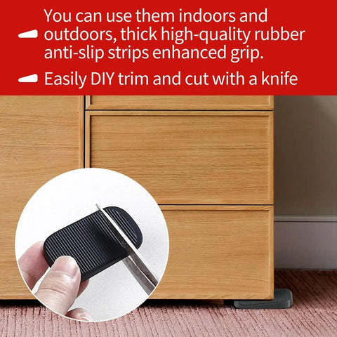 32 Piece Silicone Shims Furniture Levelers Set being cut to size with a knife for easy stabilization on uneven floors home improvement