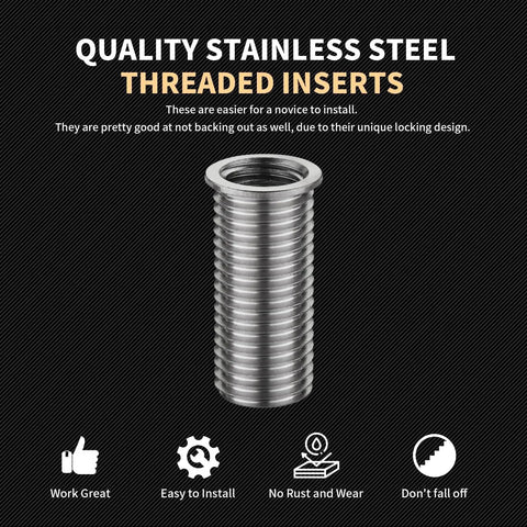 M11x1.5 Thread Repair Kit With Stainless Steel Inserts And Installation Driver Includes Drill Tap Counterbore 10 M11x1.5x30mm Inserts Tough Durable Easy To Use Pro Grade Includes EVA Case product photo showing a stainless steel threaded insert.